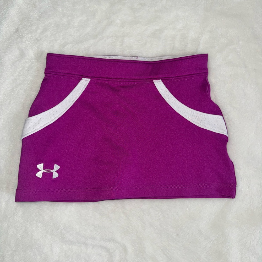 Under Armour Girls' Magenta Athletic Skort with White Trim